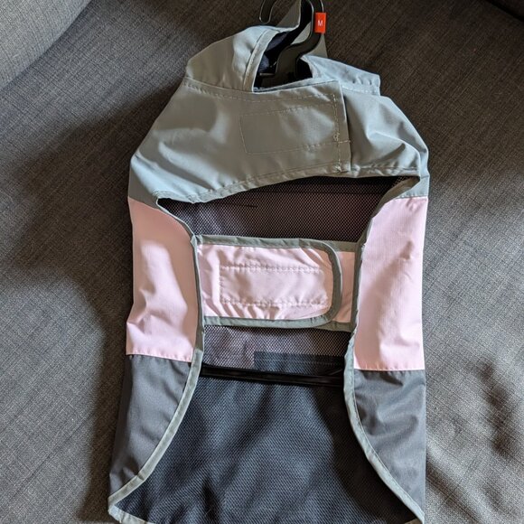 Eddie Bauer Pet Waterproof Dog Windbreaker Medium Pink Gray Hooded Dog Rain Coat - Picture 5 of 11